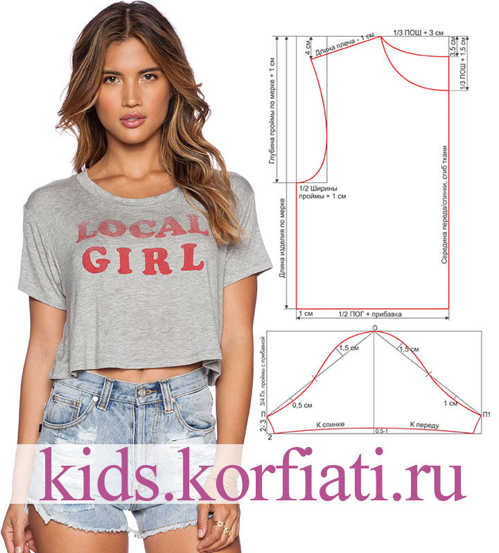 Викрійка футболки для дівчинки